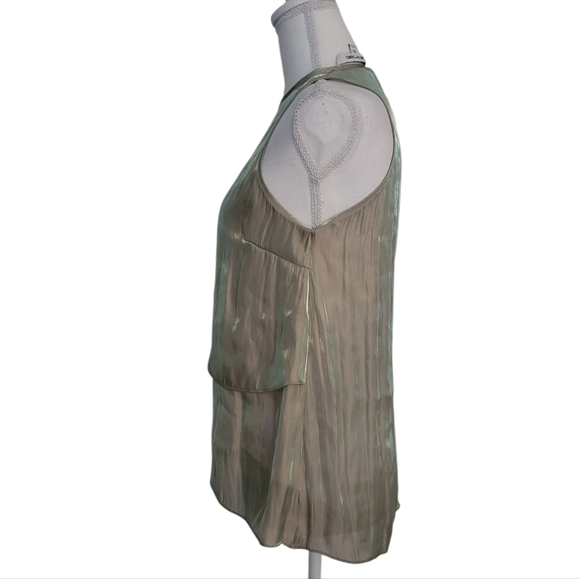 SALE Elizabeth And James Metallic Shimmer Ruffled Tank Top Gold & Tan XS - Picture 3 of 5